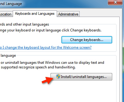 install arabic language windows 7